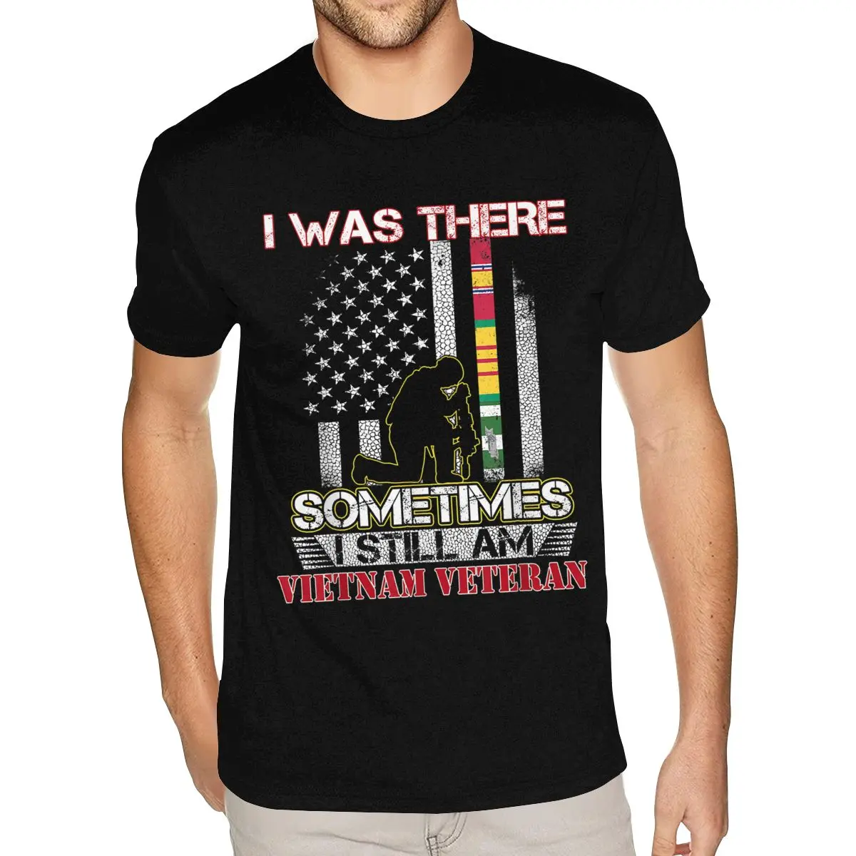 

Футболки с короткими рукавами и круглым вырезом из чистого хлопка I Was There Sometimes I Still Am, подарочные футболки с флагом ветеранов Вьетнама, футболка S для мужчин