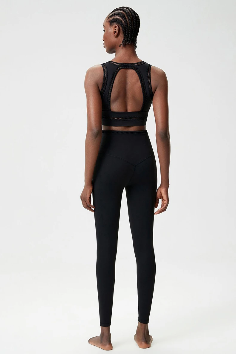 Zweiteiliges Fitness-Yoga-Set für Damen, weich, schmal geschnitten, dehnbar, atmungsaktiv, schnell trocknend, Sportbekleidung für Damen, Trainingskleidung – Detail 20