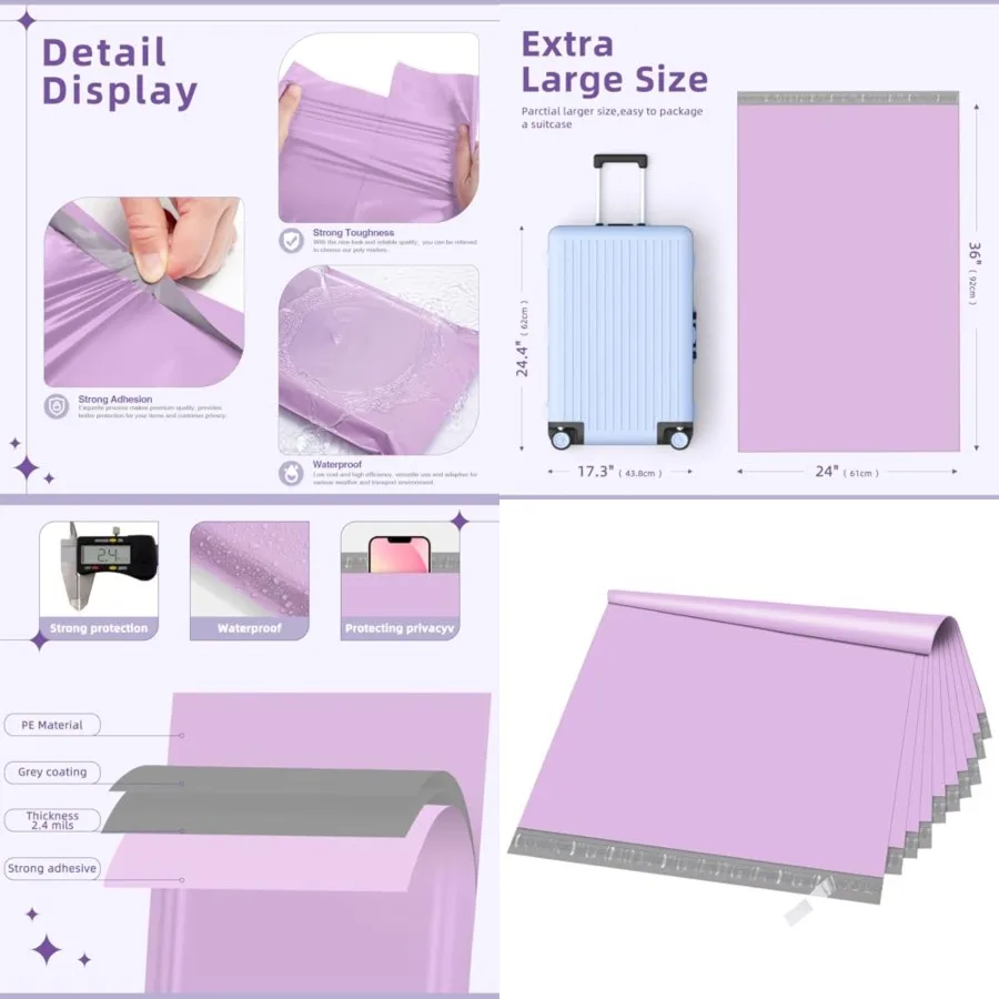 

Extra Large Poly Mailers, 2.5mil Bulk Shipping Bags for Clothing, Strong Adhesive Shipping Envelopes, XL Heavy Duty Poly Mailin