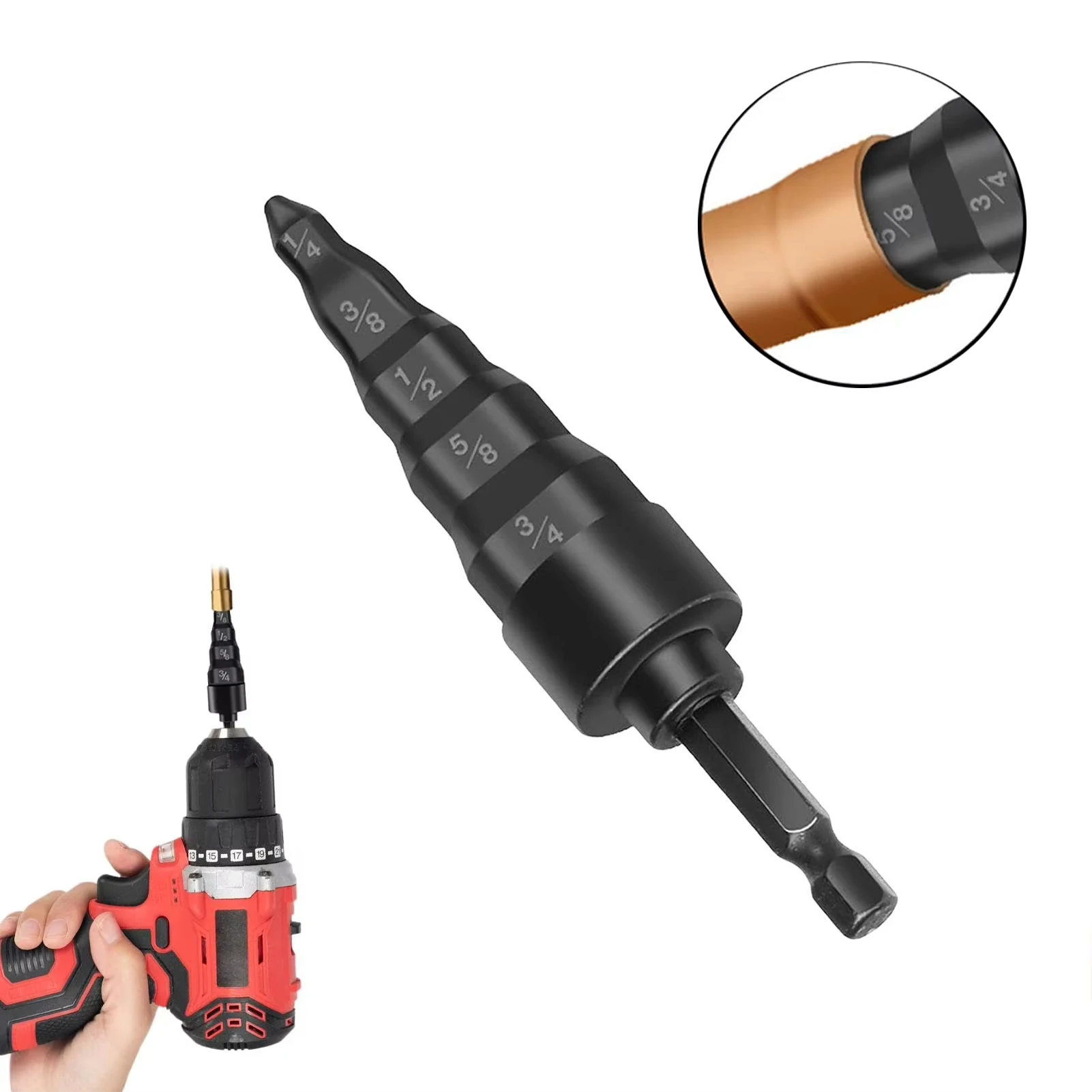 5 in 1 Copper Tube Expander Swaging Drill Bit Hex Handle Hand Drill Copper Tube Air Conditioner Pipe Tool For HVAC Repair