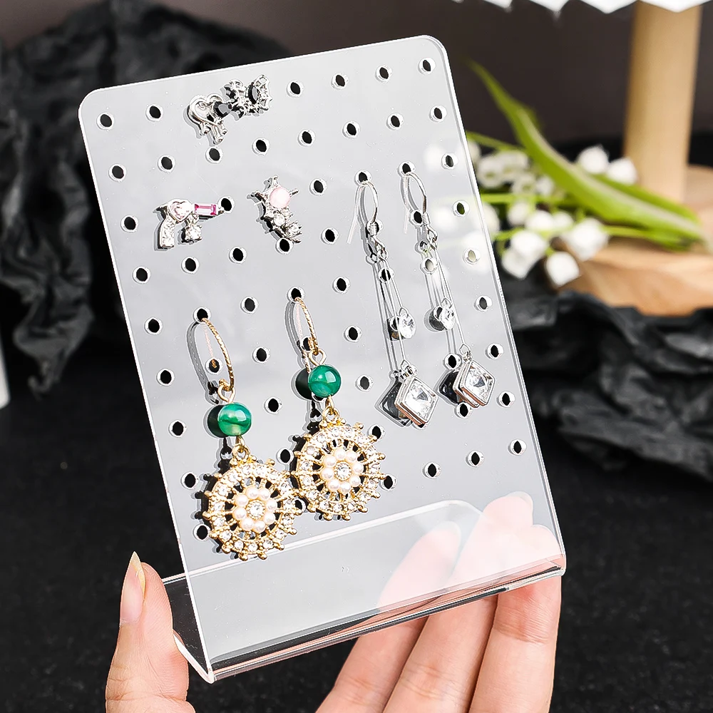 2pcs 72Holes Portable Earrings Ear Studs Holder Plastic Jewelry Display Holders Earring Showcase Organizer Stand Storage Rack