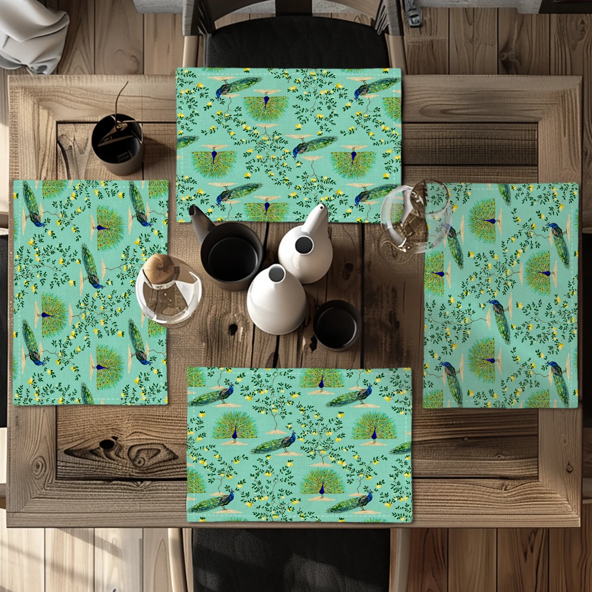 Van Gogh Style Oil Painting Pattern Polyester Placemats & Coasters - Artistic Table Decor for Home, Restaurant and Daily Use