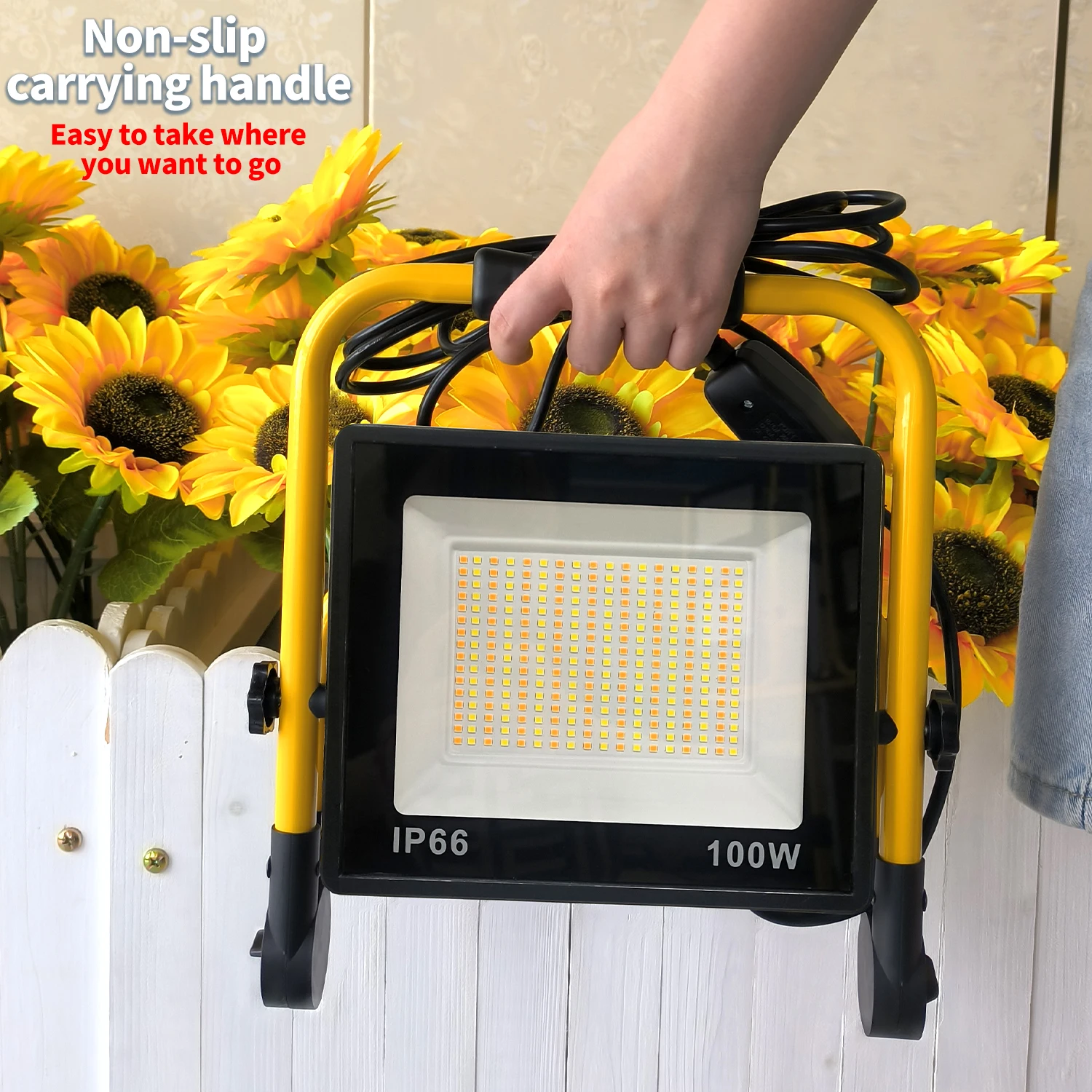 10000LM LED Work Light Portable Flood Light Outside Work Lights with 10 ft Cord 3 Color Brightness Modes Adjustable Worklight