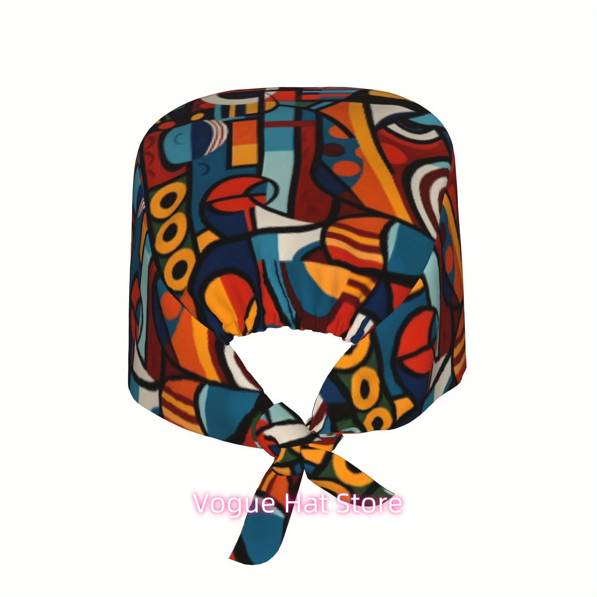 1pc of Unisex Trendy Printed Work Cap - Lightweight Adjustable Skull Cap with Tie-Back for Nurses, Dustproof Chef And Cooking Ca