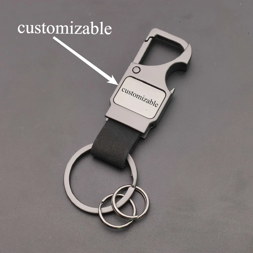

Cross Border Genuine Product Leather Keychain Multifunctional Bottle Opener Men's Car Laser Engraved Metal Pendant Customization