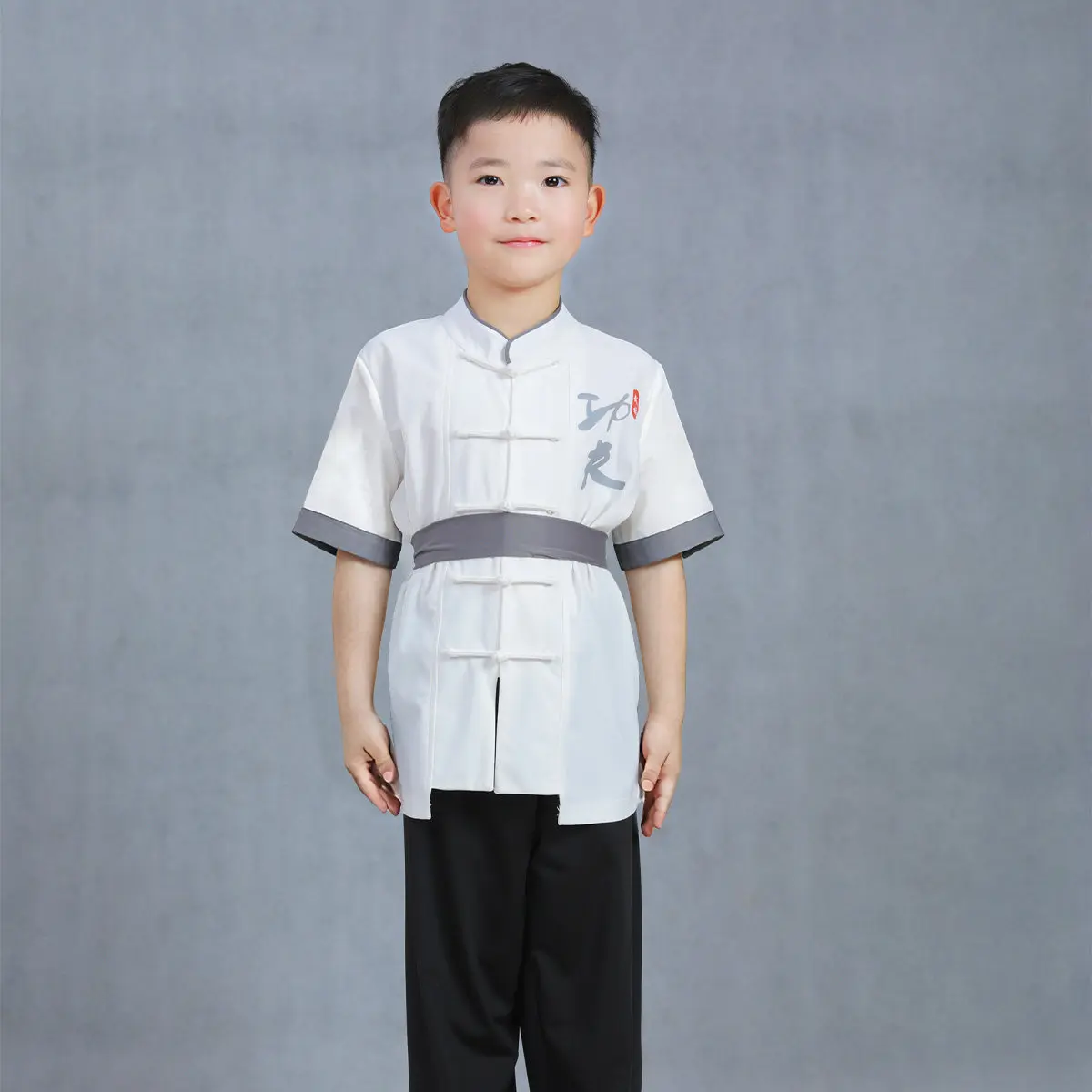 Spring Autumn Chinese Style Kids Martial Arts Uniform Kung Fu Taichi Performance Training Outfit 2 Piece Set for Boys Girls