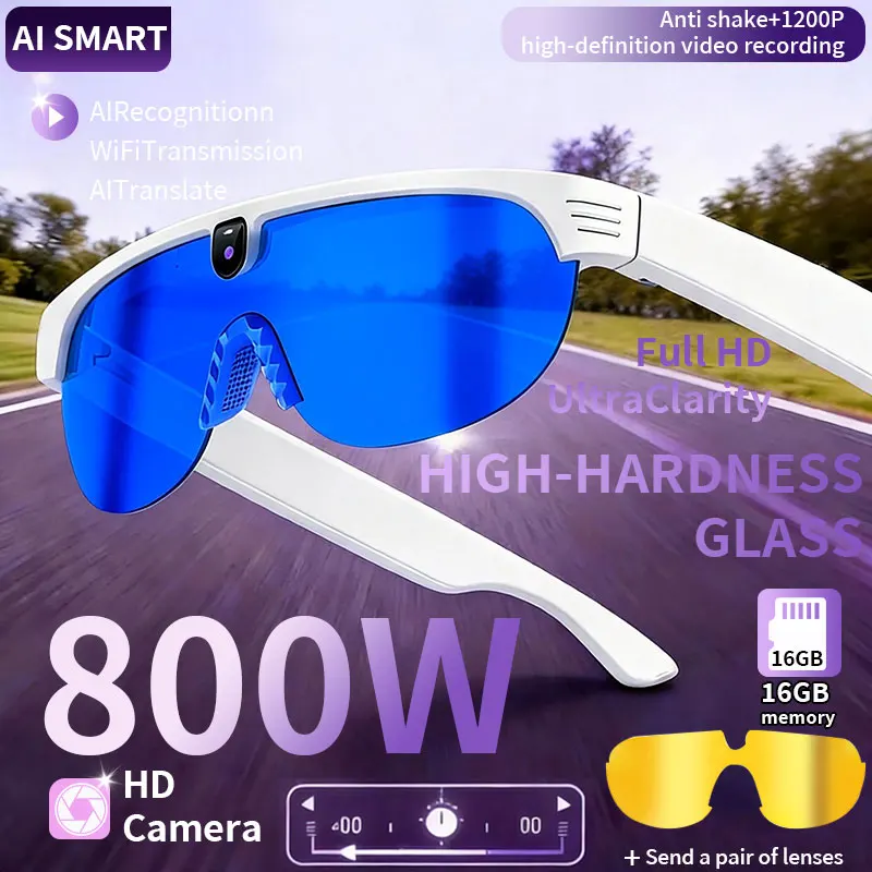 

Умные очки LIGE AI с камерой 8 МП, поляризацией, записью видео 1200P, фото- и видеосъемкой, голосовым управлением, звонками, функцией перевода, антибликовые, для велоспорта