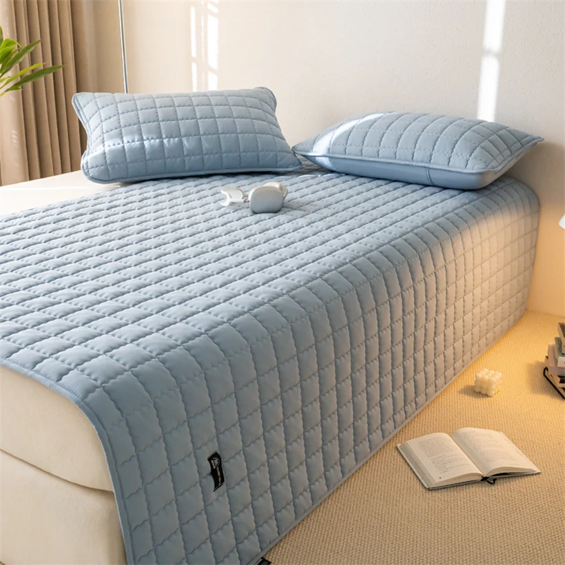 Waterproof Mattress Topper with Elastic Band Quilted Protector Pad Bedspread Mattress Cover for Single Double Bed 90/140/160/200