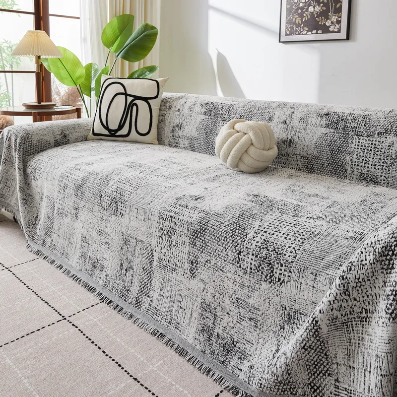Solid Color Chenille Sofa Cover Towel Non-Slip Anti Cat Scratch Couch Cushion Furniture Protector for Living Room