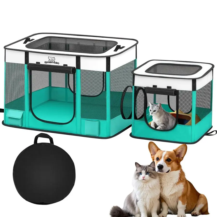 

Cat Pet Playpen, Foldable Cat amp Small Dog Indoor Outdoor Tent with Waterproof Base, Lockable Zippers, 600D Oxford 12Rods 32x24
