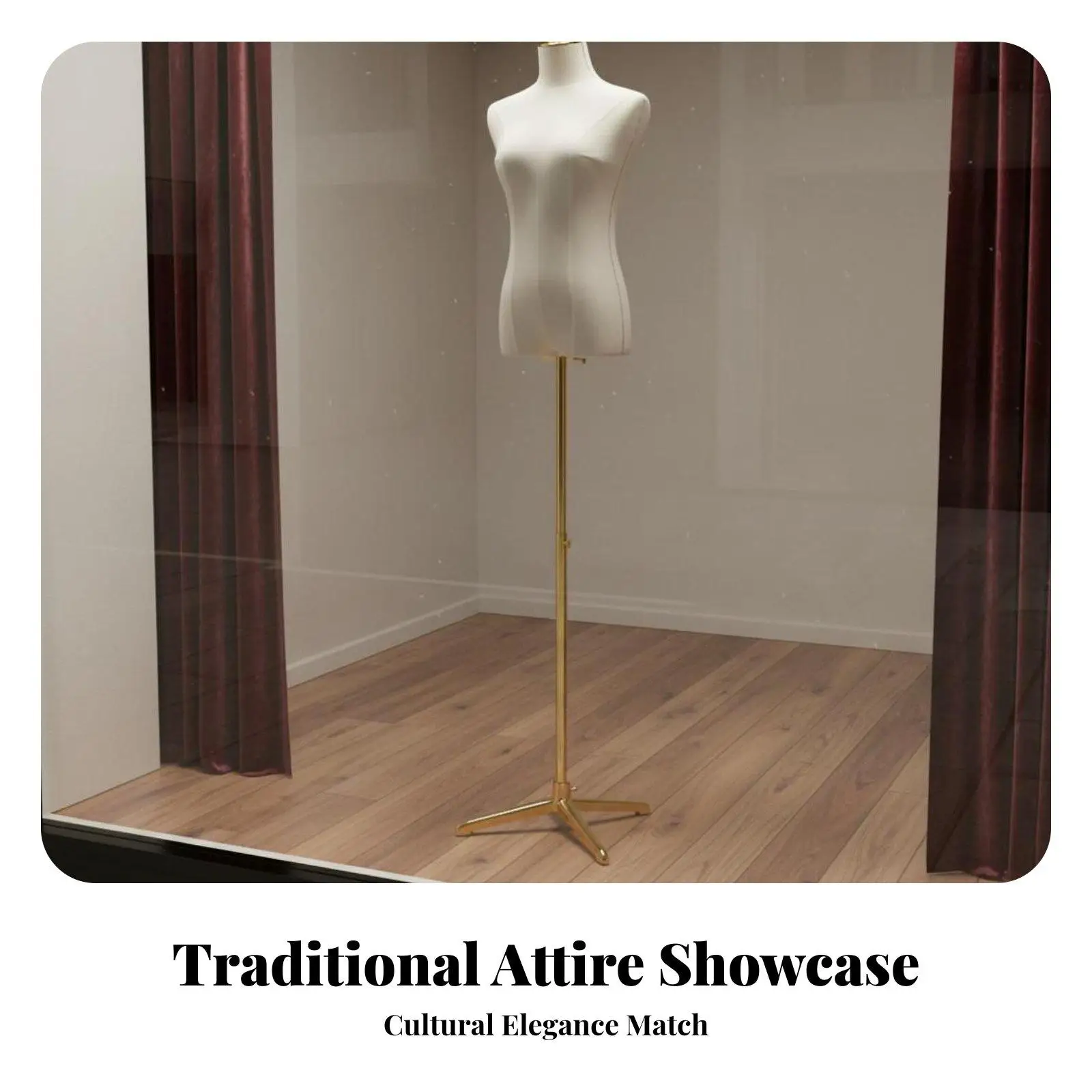 Elegant Female Torso Mannequin Stand Adjustable Height with Gold Base for Clothing Store Retail Display