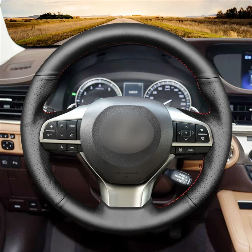 

DIY Black Genuine Leather Car Steering Wheel Covers For Lexus ES300h 2016 2017 2018 ES350 2016 2017 2018 Car Accessories