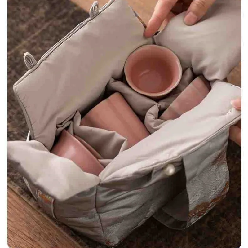 6Colors Outdoor Travel Tea Set Storage Bag Portable Home Bowl Storage Bag 1Pot 2Cups Storage Tea Bag Tea Set Tools 1PCS LH870