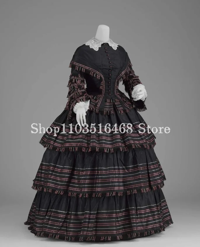 Black History Evening Dress Museum High Neck Applique Ruffle Pleated Victorian Cake Dress Renaissance فساتين للمناسبات الرسمية