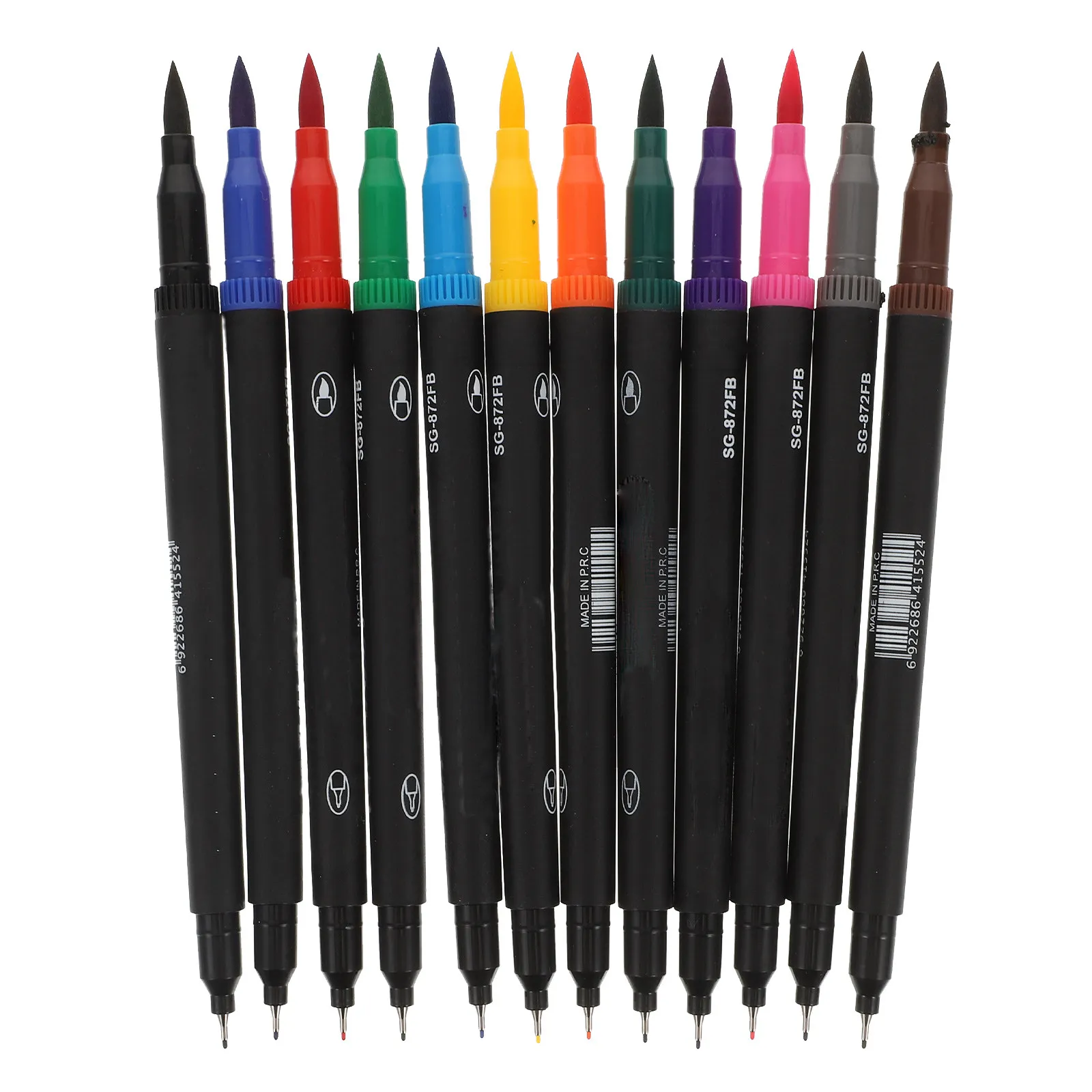 12Pcs Double-Ended Hook Line Drawing Pens Watercolor Markers Portable Sketching Pens for Students Artists Creative Painting