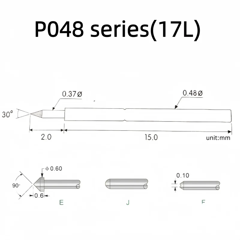 

100 шт. пружинных тестовых зондов P048-17мм, игольчатые зонды Pogopin, длина втулки 17мм, пружинные игольчатые тестовые зонды P048-B1 P048-B