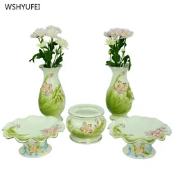 Creative ceramic relief with golden lotus flower incense burner for home use Buddha fruit tray water cup feng shui