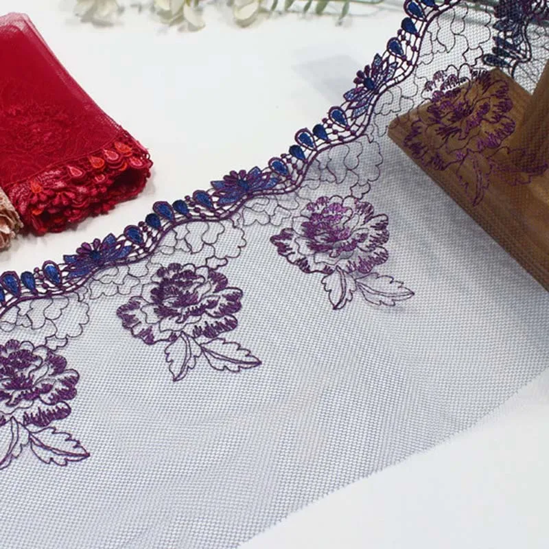 30Yards Exquisite Floral Embroidered Tulle Lace Trim Mesh Lingerie Underwear Clothes Bra Dress Sewing Fabric DIY Craft