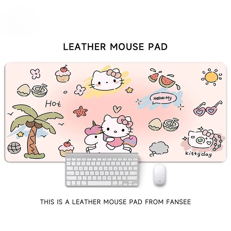 

Коврик для мыши с принтом Hello Kitty для девочек, большой, с мультяшным рисунком, милый, для студенческого общежития, для компьютерного стола, рабочей станции, нескользящий коврик для стола