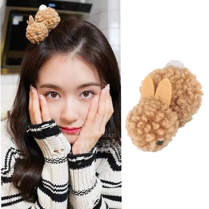 1PC New Korean Stereoscopic Rabbit Hairpins Children Sweet Headwear Girls Cute Clips Woman Barrettes Hairgrips Hair Accessories