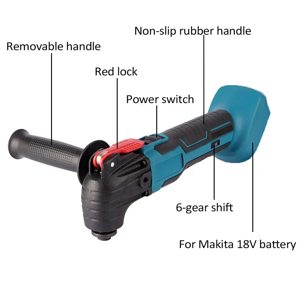 Cordless Oscillating Multi Ferramenta, Pá Elétrica, Corte, Máquina de Corte, Acessório, Ferramentas Elétricas para Makita, Bateria 18V