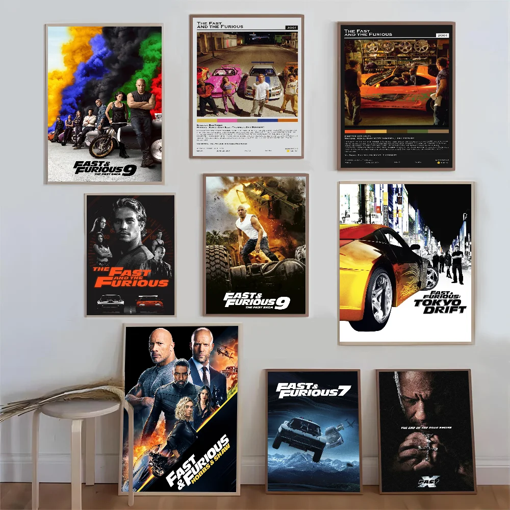 Fast and Furious Classic Vintage Posters Whitepaper Prints Posters Artwork Kawaii Room Decor