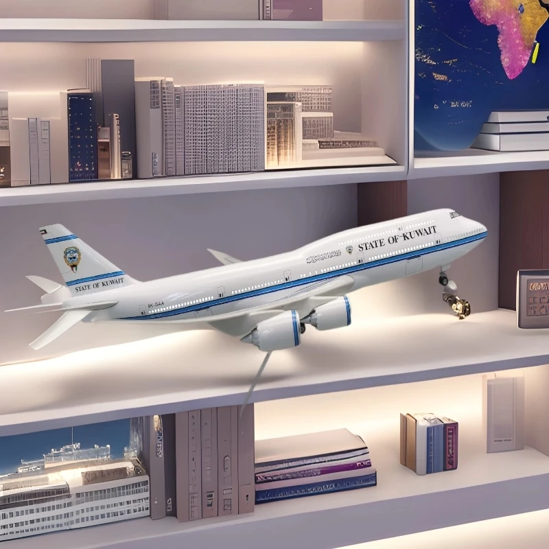 

Home Decor 1:150 Scale Model Airplane B747-8 Kuwaiti Aircraft Model Kits Display Diecast Airplane Collected Gift By Aviation