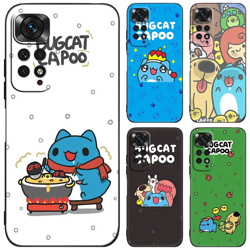 BUGCAT CAPOO Black Phone Case For Xiaomi Redmi Note 12 Pro 11 Pro Plus 11S 11T 10 10T 5G 10S 9S 9 8 Pro Cover