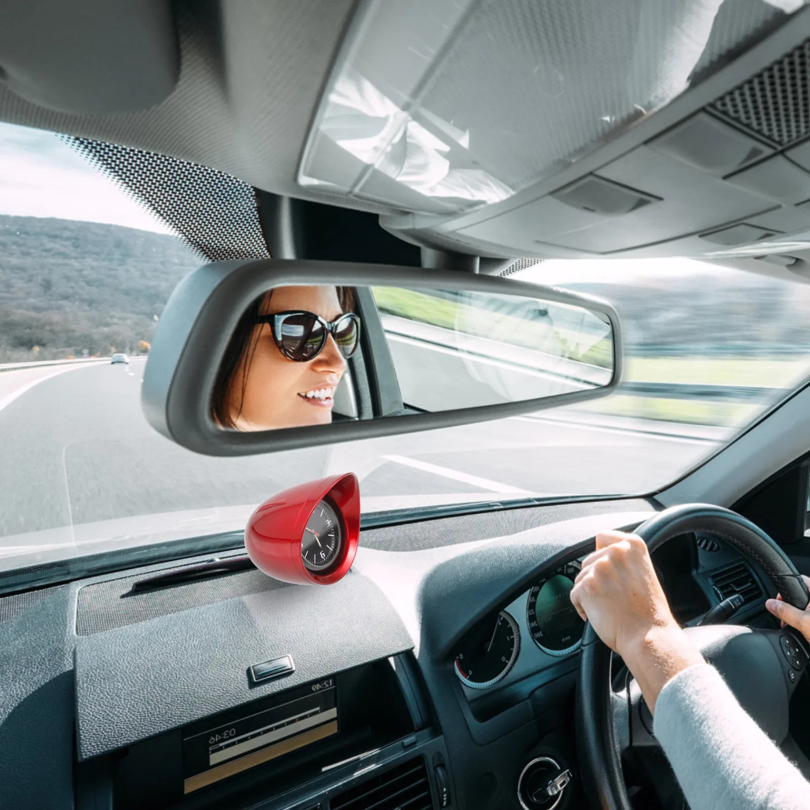 

1Set Car Dashboard Clock Mini Auto Clock Durable Clear Lens Compact Design Practical for Office Home School Car Interior