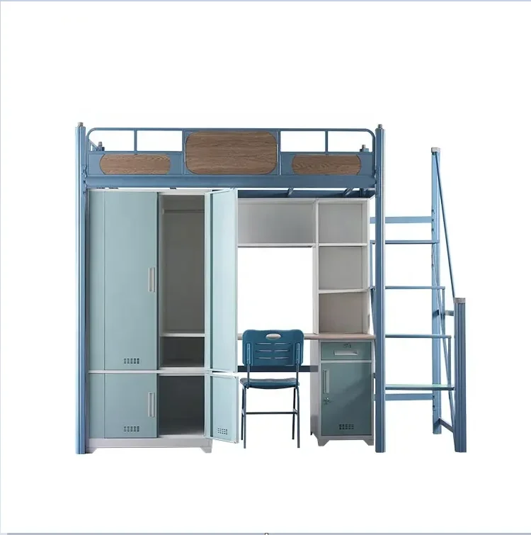 

High Quality Dormitory Beds for Student Bunk Bed With Desk Locker Cabinet Table University College Metal Modern Bed