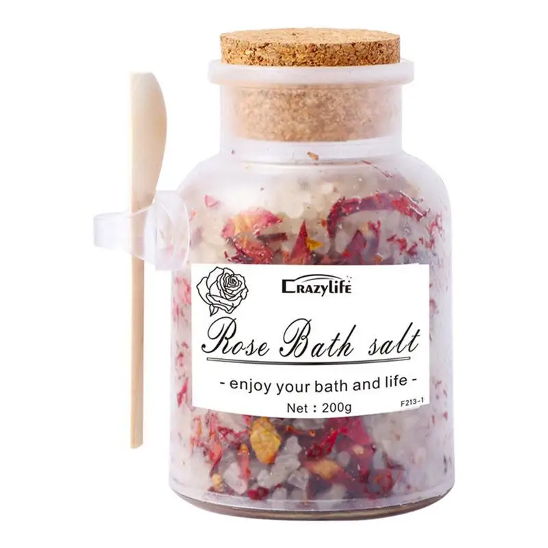 

Salt Scrub Body Exfoliator Moisturizing Essential Oil Bath Salts Scrub With Rose Petals Deep Cleansing PH Balanced Body