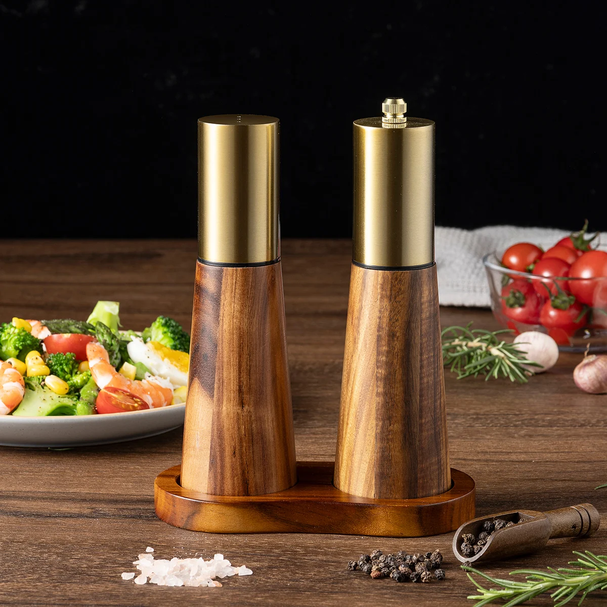 1PC/Acacia wood pepper grinder manual sea salt pepper seasoning jar wooden pepper grinder salt bottle grinder bottle