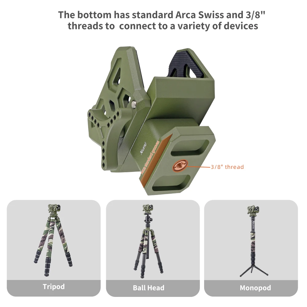 XILETU Aluminum Shooting Saddle Tripod Rest Vise Mount Tactical Clamp Outdoor Hunting Adapter With 3/8\