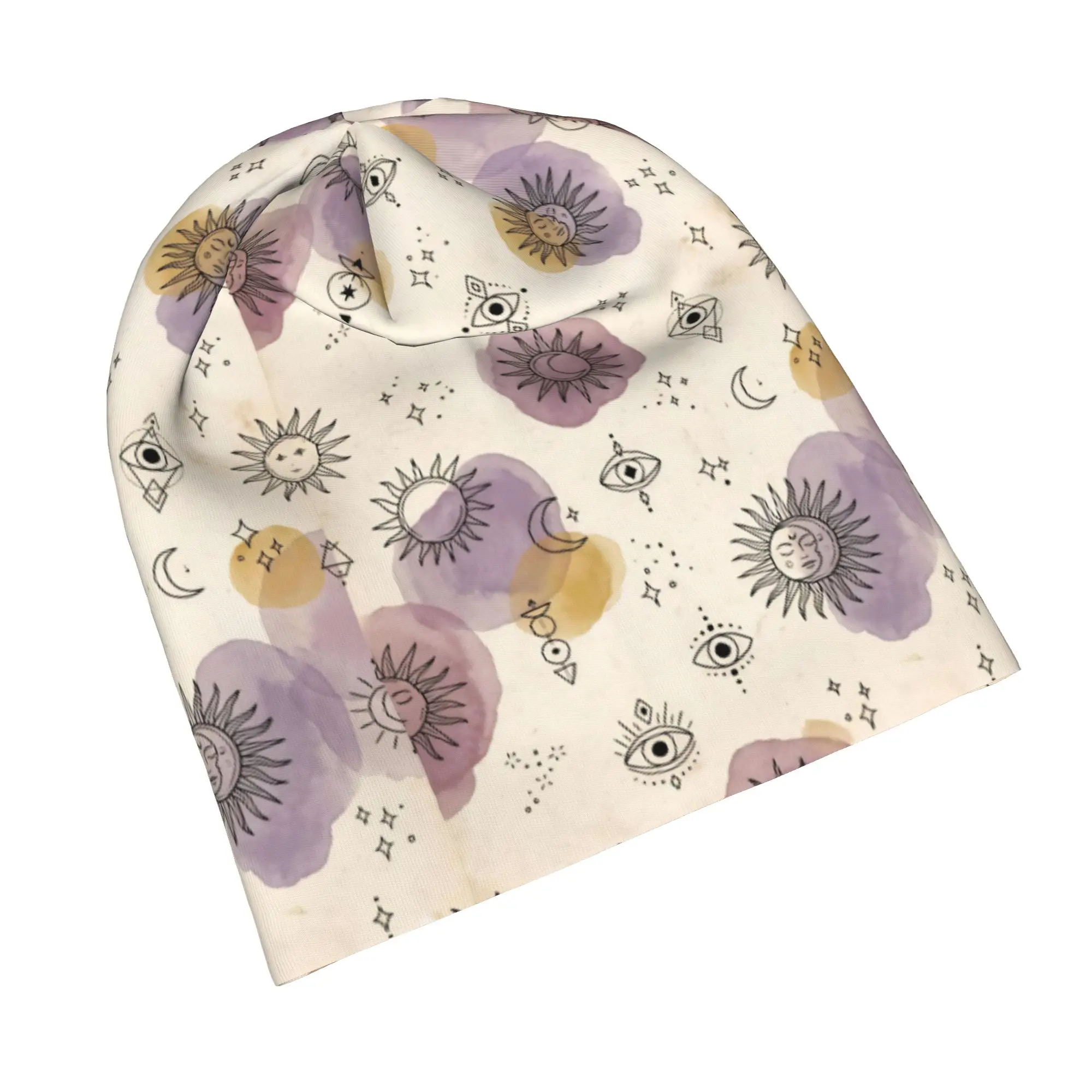 Astrology Zodiac Moon and Stars Skullies Beanies Hats  Vintage Men Women Outdoor Caps Warm Dual-use Bonnet Hat