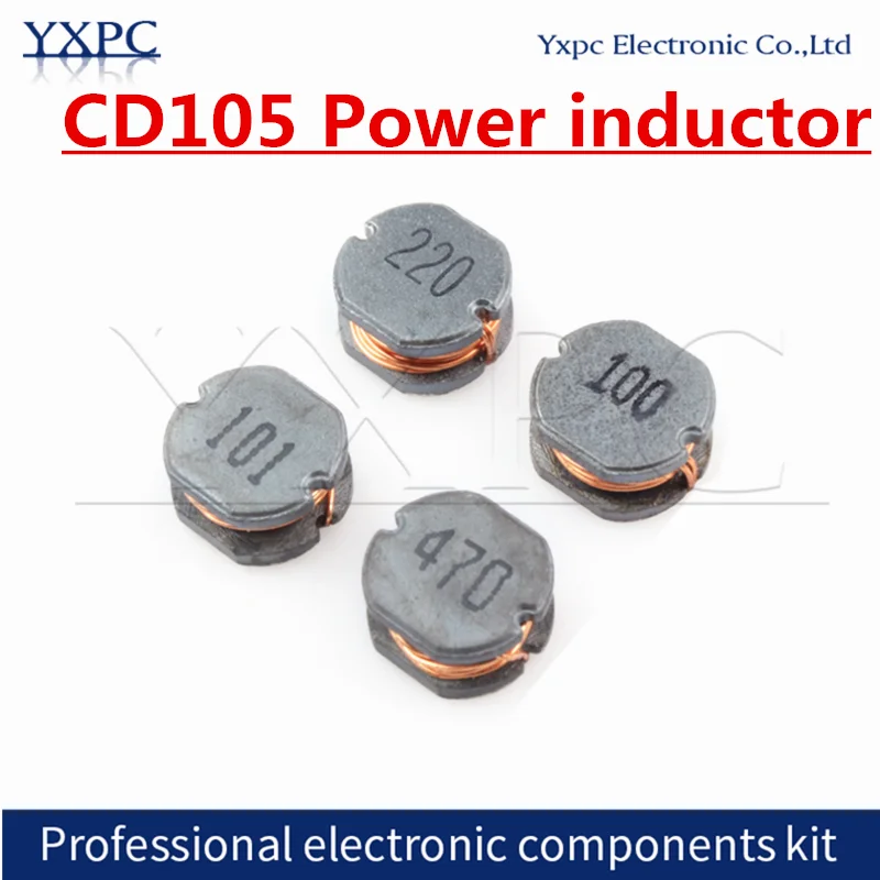 10pcs CD105 Power inductor 2.2 3.3 4.7 6.8 10 15 22 33 47 68 100 150 220 330 470 680UH 1MH 2R2 3R3 4R7 6R8 680 101 221 471 102