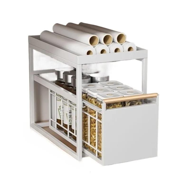Stainless Steel Under-Sink Storage Rack Multi-Layer Pull-Out Organizer Kitchen Cabinet Basket Heavy-Duty Design