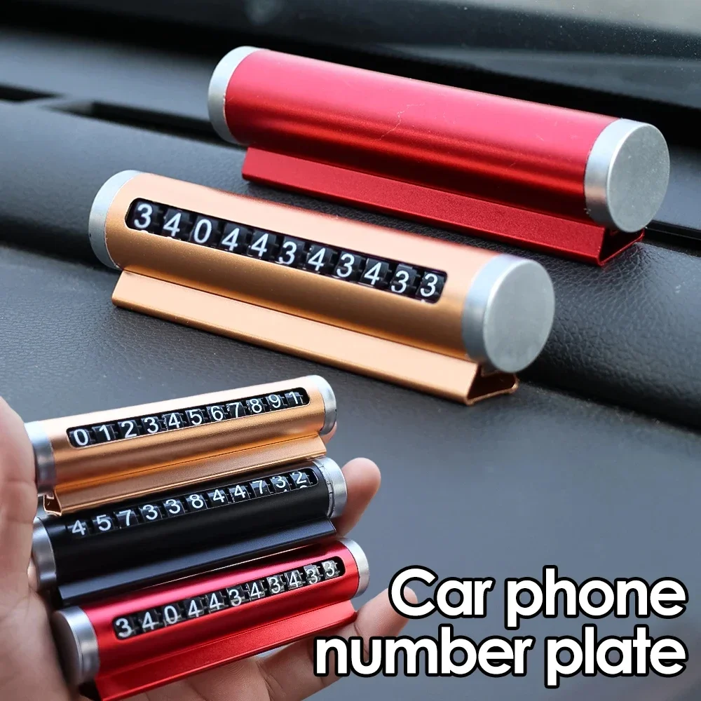 Car Phone Number Plate Temporary Parking Card Aluminum Stickers Rotate Park Stop Temporary Parking Card Auto Accessories
