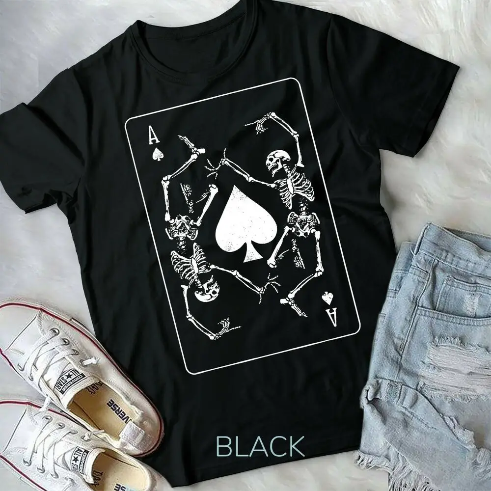 Goth Punk Ace Of Spades Card Shark Gambler Skeleton Unisex Form T-shirt High Quality 100%Cotton Short Sleeve