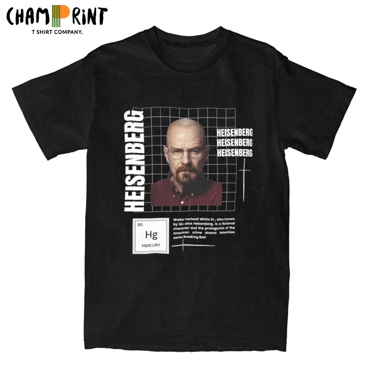 Heisenberg Breaking Bad Walter White T Shirts for Men Pure Cotton Funny T-Shirt O Neck Tees Short Sleeve Clothes Unique