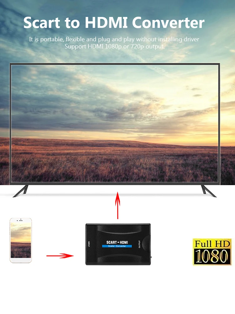 USB فيديو الصوت الراقي محول إشارة محول 1080P سكارت إلى HDMI-متوافق مع كابل لأجزاء سلامة الكمبيوتر المنزلية #4