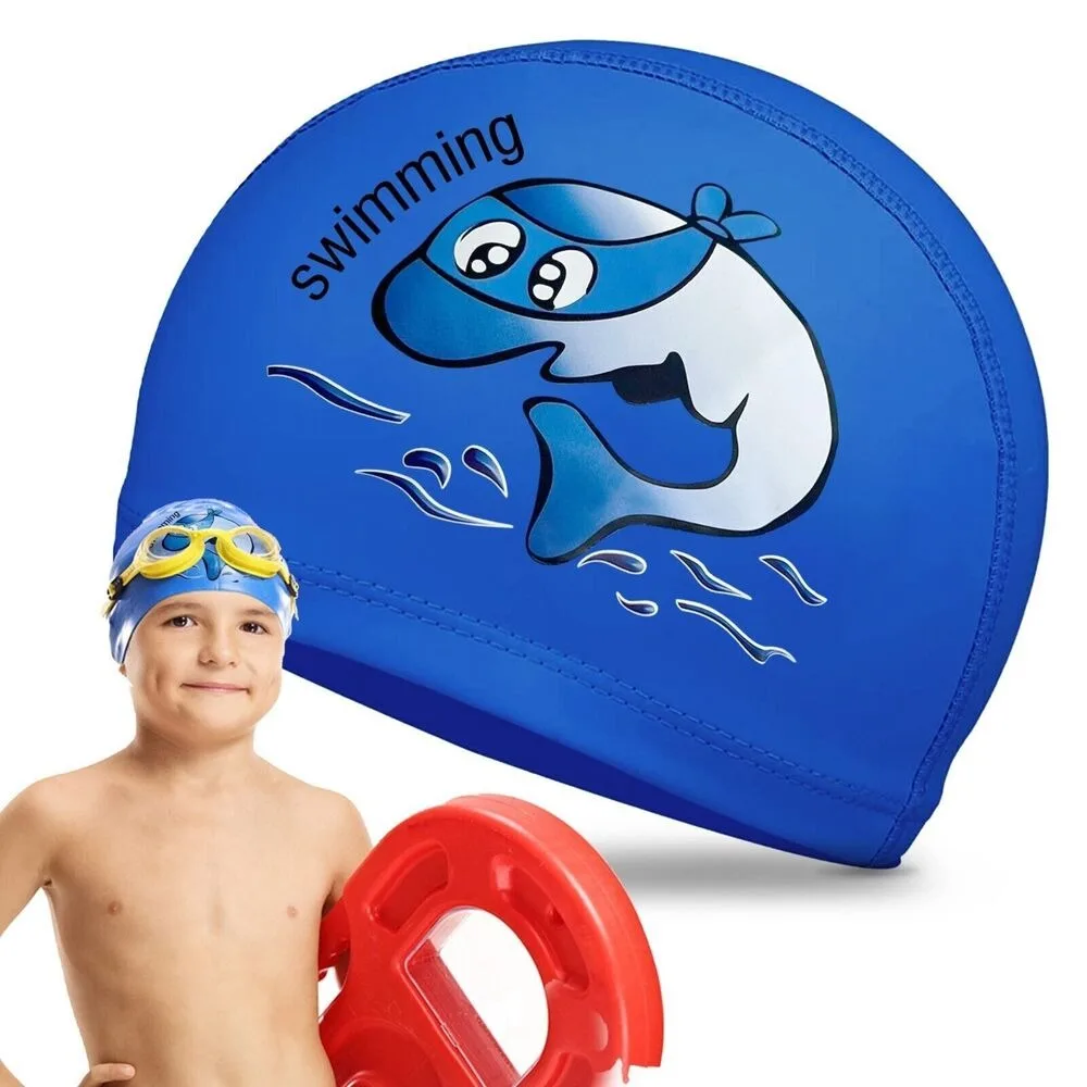 Cuffia da nuoto rivestita in PU Cuffia da nuoto per bambini durevole in silicone impermeabile Dimensioni libere Cappelli da bagno per piscina stampati in cartone animato unisex