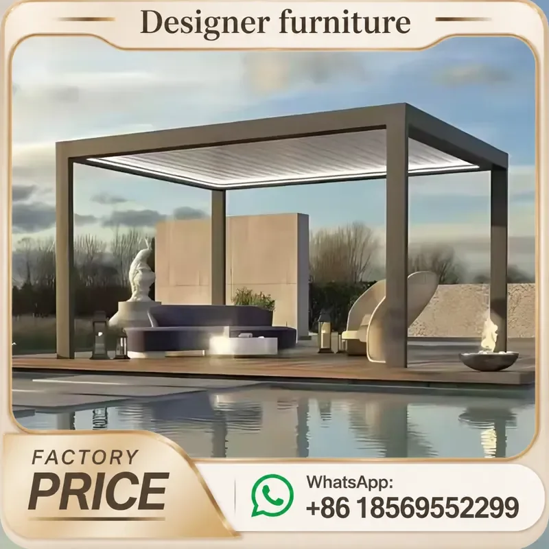 Aluminum Outdoor Modern Waterproof Bioclimatic Louvered Pergola Roof Garden Motorized Sun Shade Gazebo Terrace All Season