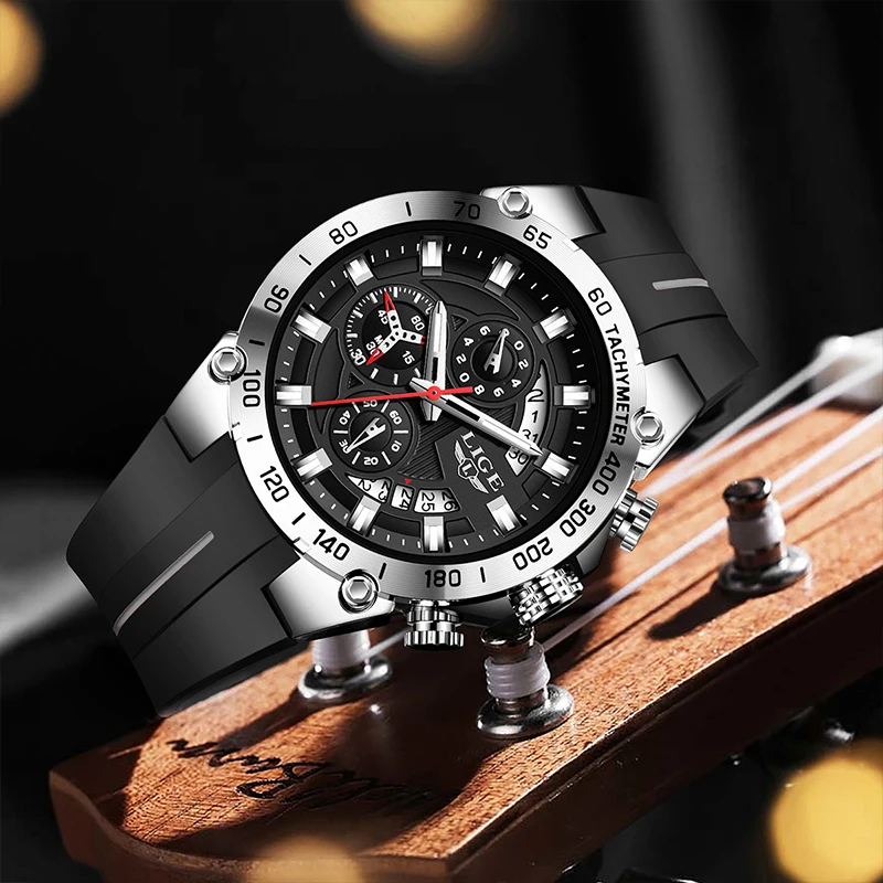 TOP LIGE ساعات رجالية مقاوم للماء التقويم ساعة اليد كوارتز ساعة اليد ساعة رياضية عسكرية مضيئة ساعات للرجال reloj + BOX #6