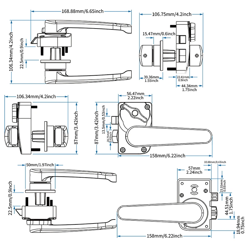 19mm RV toilet door lock with latch metal handle knob lever lock for toilet bathroom bedroom furniture