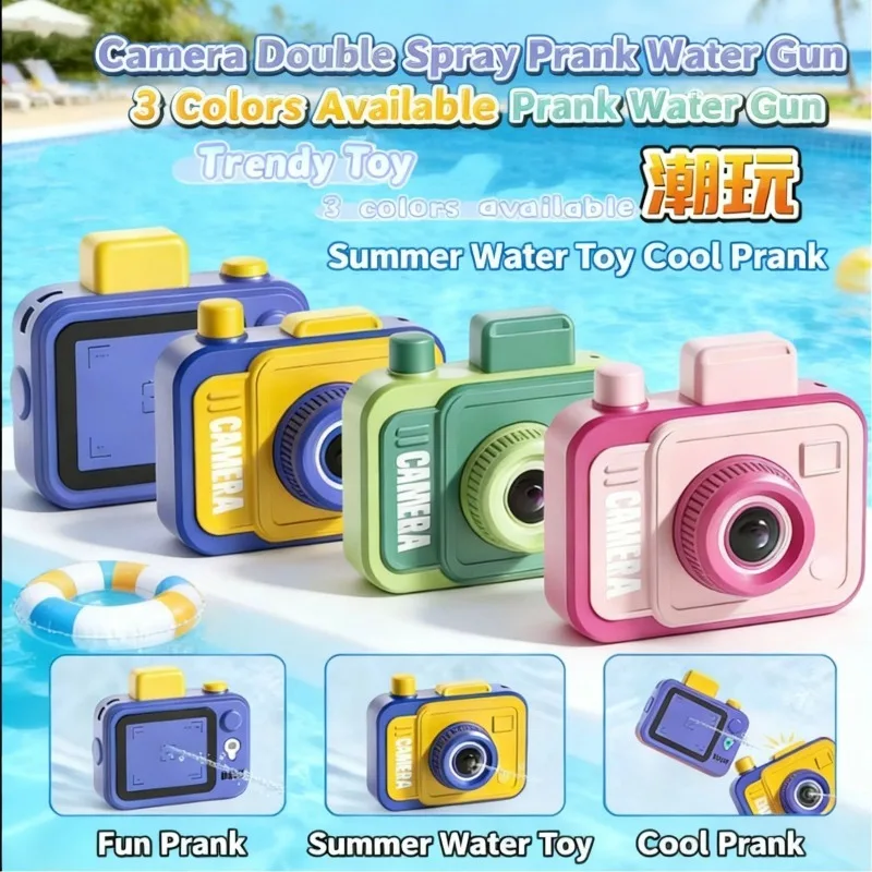 New Camera Water Gun Prank Toy Double Spray Front Back Funny Surprise Gift Kids Summer Pool Beach Party 3 Colors