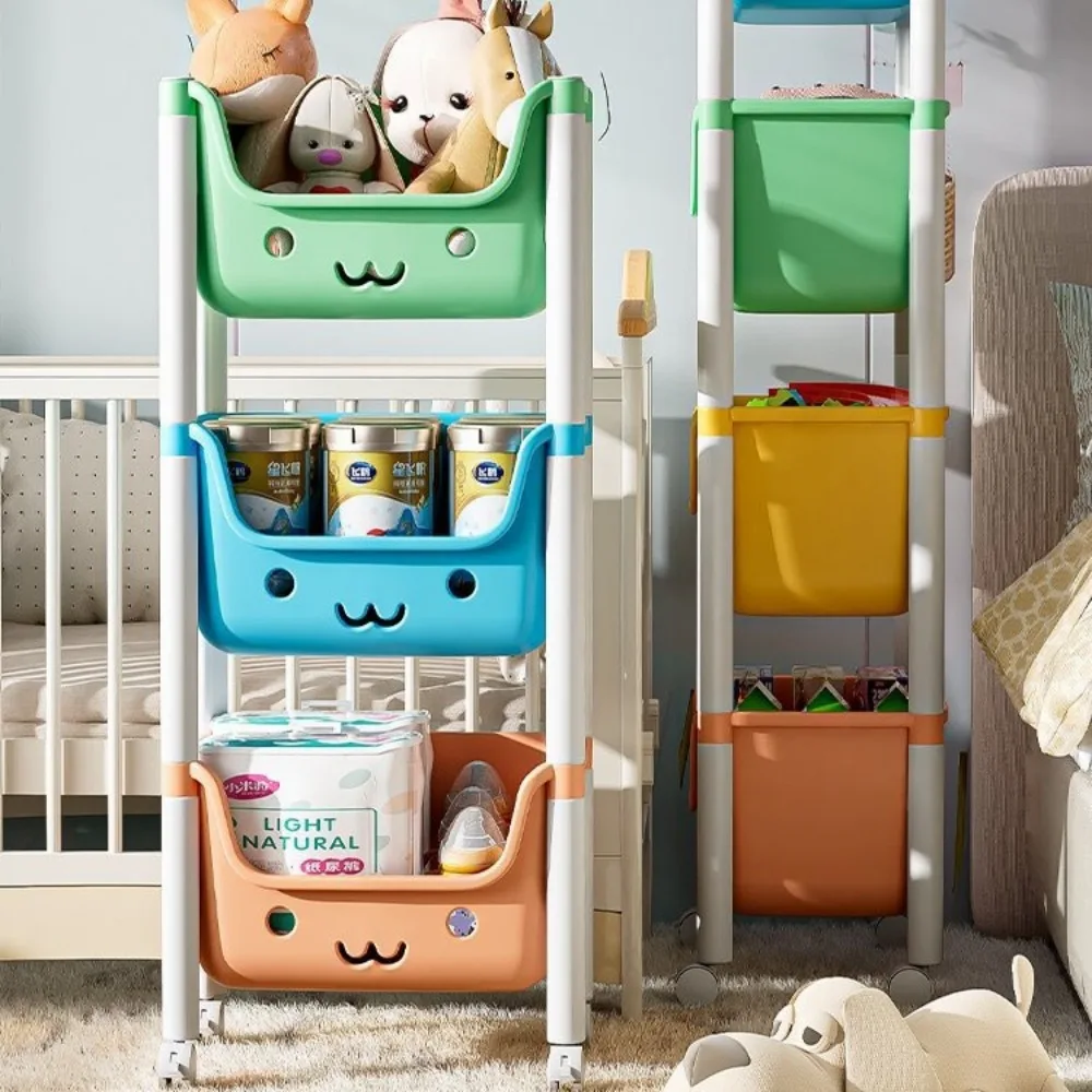 Toy Storage Trolley Bookshelf Snack Rack Children Toy Storage Organizer Large Capacity Bathroom Accessories Kitchen Organizer