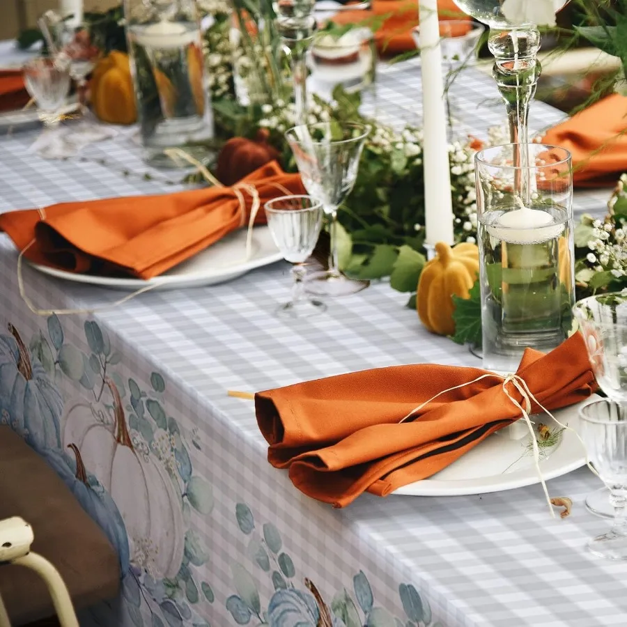 3 قطعة مفارش المائدة اليقطين الأزرق المائية اليقطين منقوشة مستطيلة طاولة بلاستيكية كوف الشكر الخريف الأزرق اليقطين عرض الطفل