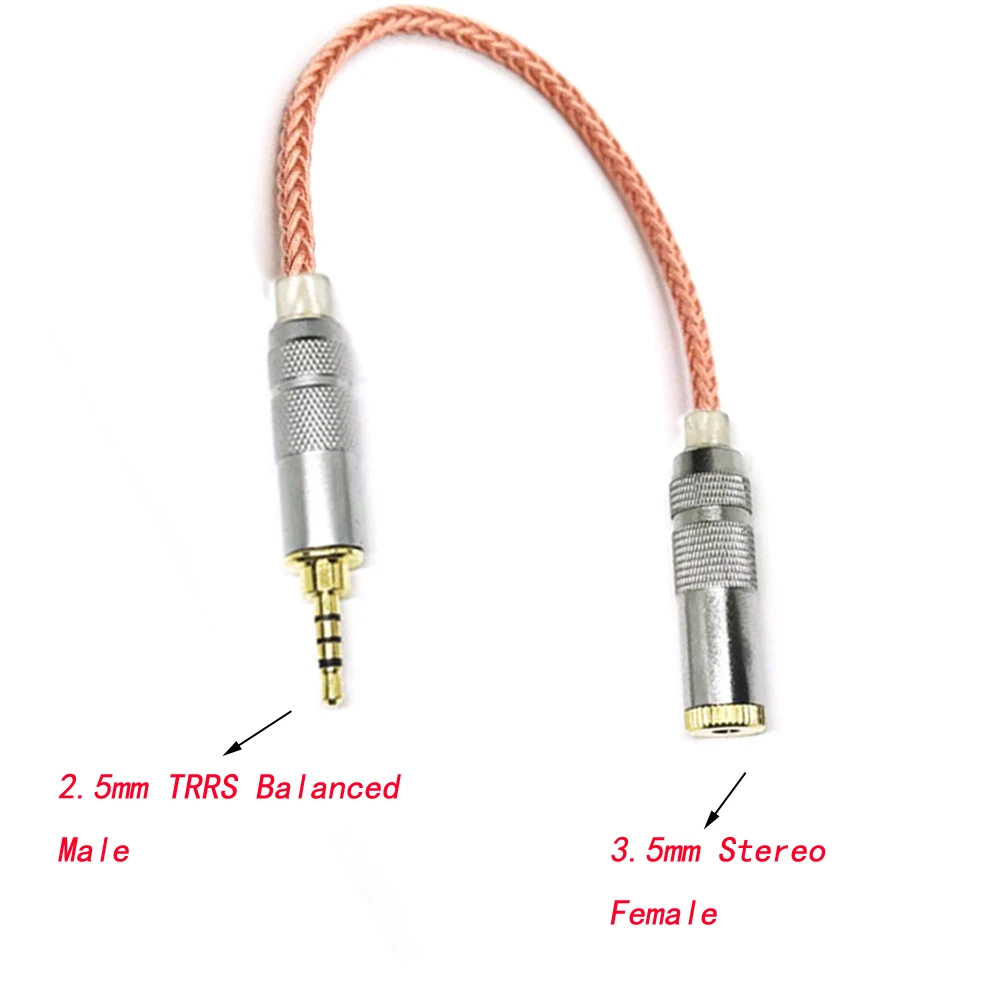 

HIFI 8 cores 7N Single Crystal Copper 2.5mm TRRS Balanced Male to 3.5mm Female Earphone Audio Haldane Adapter Headphone cable