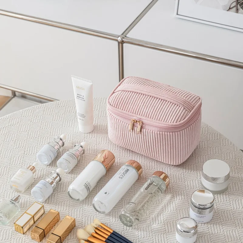 Corduroy Cosmetic Bag Travel Portable Lipstick Bag Organizer Handheld Washable Cosmetic Bag