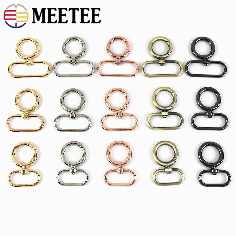 5/10/20Pcs Meetee 20-38mm Metal Ring Buckle Bag Strap Snap Clip Hook Webbing Connection Spring O Rings Buckles Keychain Clasp